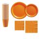 Orange Paper Tableware Kit for 20 Guests